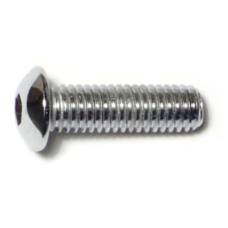 Midwest Fastener 3/8"-16 Socket Head Cap Screw, Button, Chrome Plated Steel, 1-1/4 in Length, 5 PK 75241